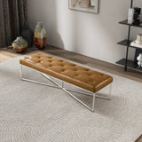 Harper Tan Leather Bench by Ashcroft Imports at Eve Furniture
