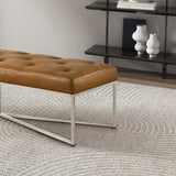 Harper Tan Leather Bench by Ashcroft Imports at Eve Furniture