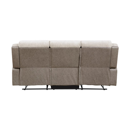 Harriette Beige/Brown Double Reclining Sofa by Homelegance at Eve Furniture