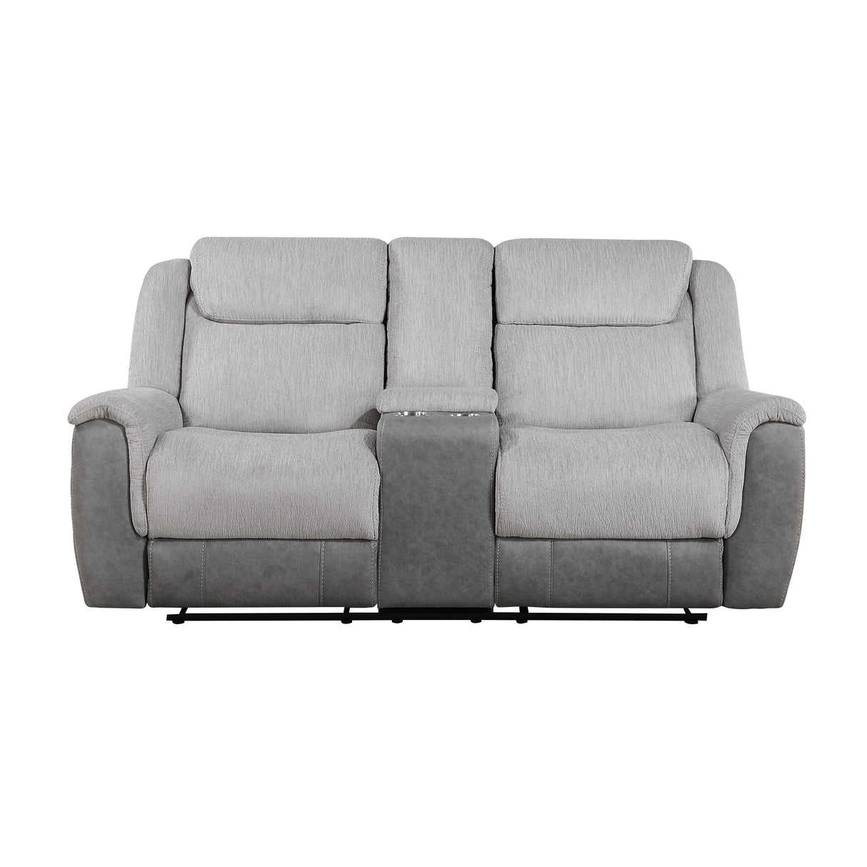 Harriette Gray Double Reclining Loveseat with Center Console by Homelegance at Eve Furniture