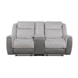 Harriette Gray Double Reclining Loveseat with Center Console by Homelegance at Eve Furniture