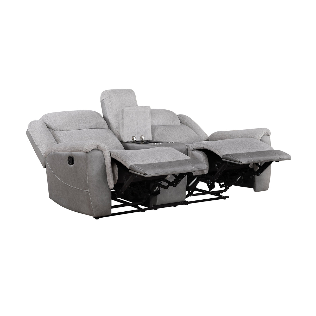 Harriette Gray Double Reclining Loveseat with Center Console by Homelegance at Eve Furniture