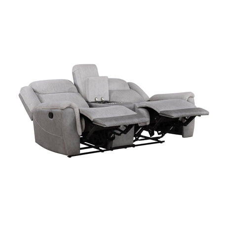 Harriette Gray Double Reclining Loveseat with Center Console by Homelegance at Eve Furniture