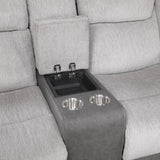 Harriette Gray Double Reclining Loveseat with Center Console by Homelegance at Eve Furniture