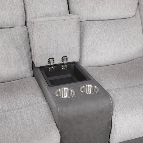 Harriette Gray Double Reclining Loveseat with Center Console by Homelegance at Eve Furniture