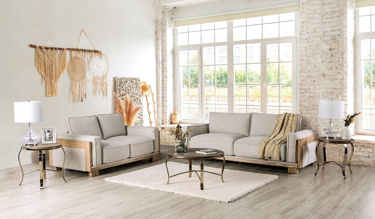 Harstad Light Brown/Natural Sofa by Furniture of America at Eve Furniture