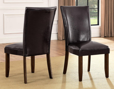 Hartford Vegan Leather Side Chair, Brown, Set of 2 by Steve Silver at Eve Furniture