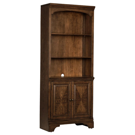 Hartshill Burnished Oak Bookcase with Cabinet by Coaster at Eve Furniture
