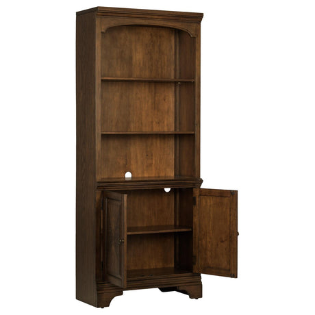 Hartshill Burnished Oak Bookcase with Cabinet by Coaster at Eve Furniture