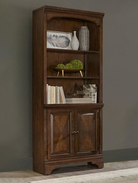 Hartshill Burnished Oak Bookcase with Cabinet by Coaster at Eve Furniture