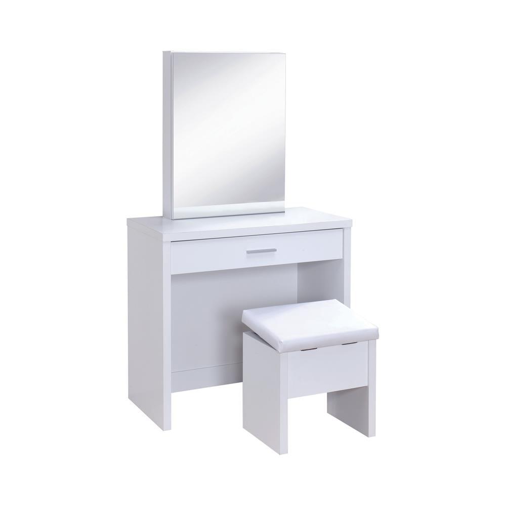 Harvey White 2-Piece Vanity Set with Lift-Top Stool by Coaster at Eve Furniture