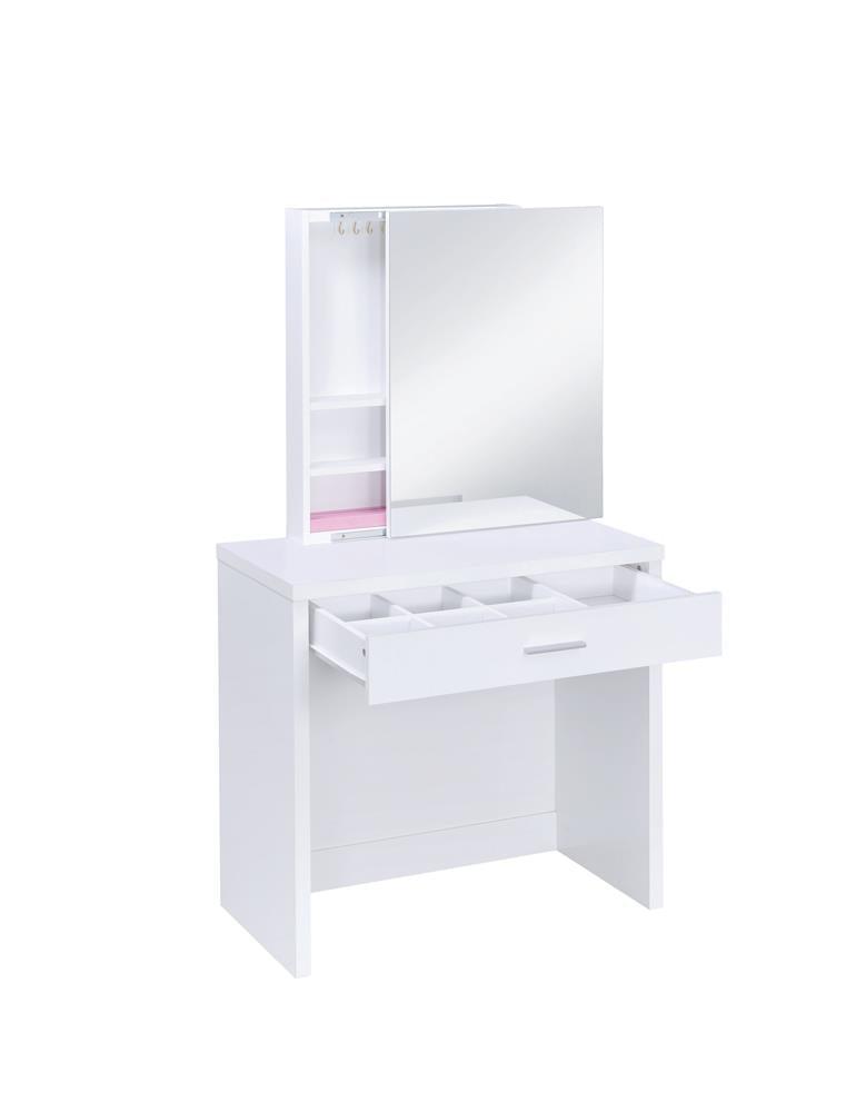 Harvey White 2-Piece Vanity Set with Lift-Top Stool by Coaster at Eve Furniture