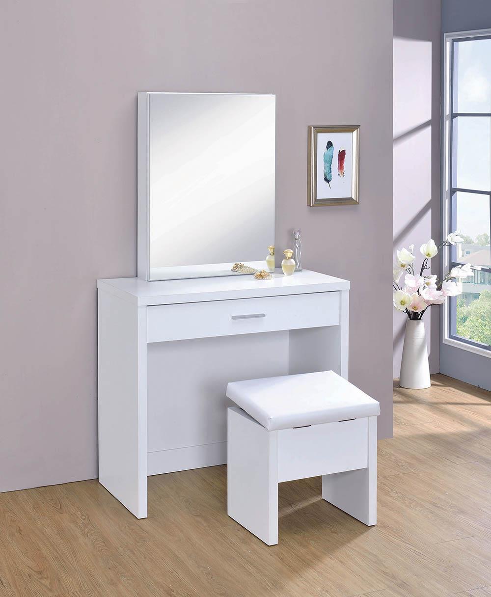 Harvey White 2-Piece Vanity Set with Lift-Top Stool by Coaster at Eve Furniture