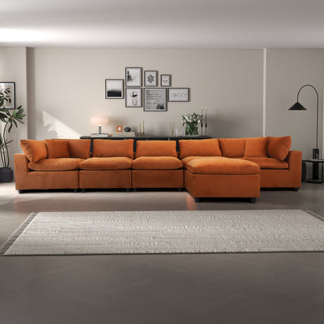 Hayward Burnt Orange Velvet Modular Sectional Sofa by Ashcroft Imports at Eve Furniture