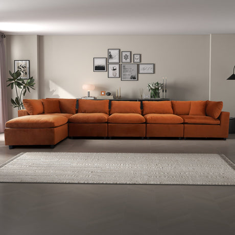 Hayward Burnt Orange Velvet Modular Sectional Sofa by Ashcroft Imports at Eve Furniture