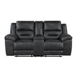Hazen Black Double Reclining Loveseat with Center Console by Homelegance at Eve Furniture