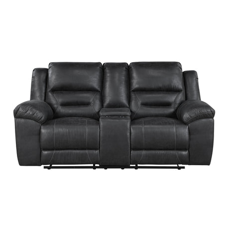 Hazen Black Double Reclining Loveseat with Center Console by Homelegance at Eve Furniture