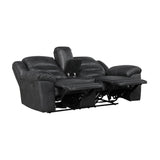 Hazen Black Double Reclining Loveseat with Center Console by Homelegance at Eve Furniture