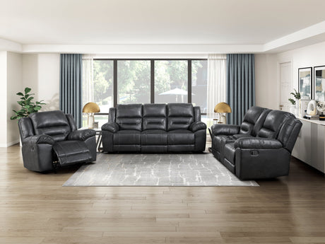 Hazen Black Double Reclining Loveseat with Center Console by Homelegance at Eve Furniture