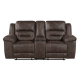 Hazen Dark Brown Double Reclining Loveseat with Center Console by Homelegance at Eve Furniture