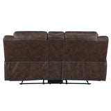 Hazen Dark Brown Double Reclining Loveseat with Center Console by Homelegance at Eve Furniture