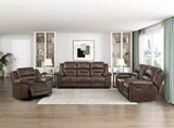 Hazen Dark Brown Double Reclining Loveseat with Center Console by Homelegance at Eve Furniture