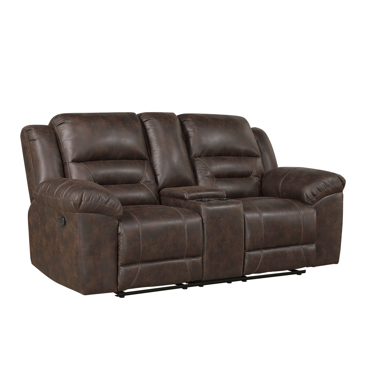Hazen Dark Brown Double Reclining Loveseat with Center Console by Homelegance at Eve Furniture