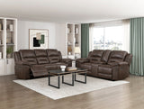 Hazen Dark Brown Double Reclining Sofa by Homelegance at Eve Furniture
