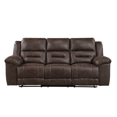 Hazen Dark Brown Double Reclining Sofa by Homelegance at Eve Furniture