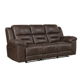 Hazen Dark Brown Double Reclining Sofa by Homelegance at Eve Furniture