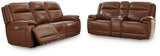 Healy Pier Chocolate Power Reclining Sofa and Loveseat by Ashley at Eve Furniture