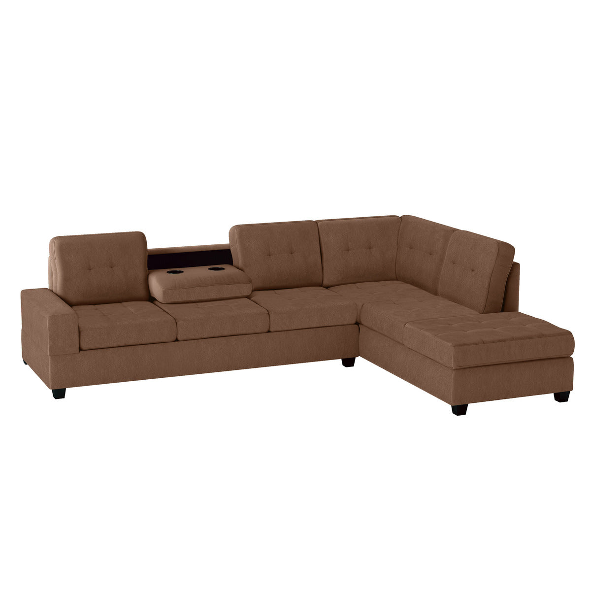 Heights Chocolate Brown Reversible Sectional with Storage Ottoman by Homelegance at Eve Furniture