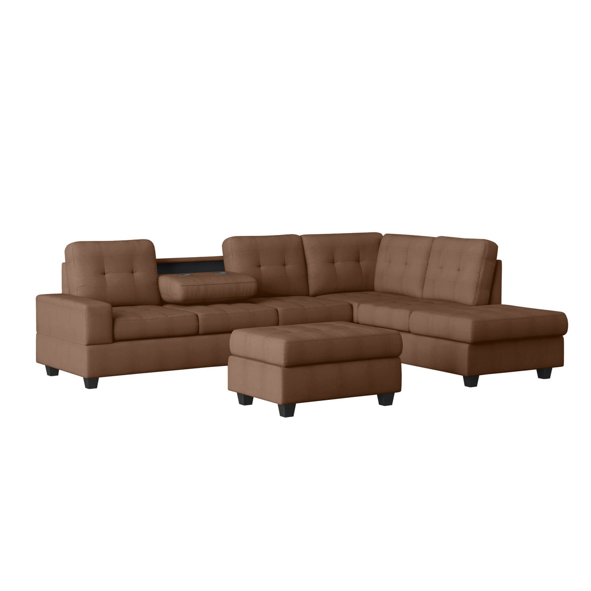 Heights Chocolate Brown Reversible Sectional with Storage Ottoman by Homelegance at Eve Furniture