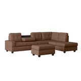 Heights Chocolate Brown Reversible Sectional with Storage Ottoman by Homelegance at Eve Furniture