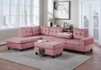 Heights Pink Velvet Reversible Sectional & Storage Ottoman by Happy Homes at Eve Furniture