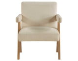 Helen Cream Fabric with Light Chestnut Wood Finish Accent Chair by Steve Silver at Eve Furniture