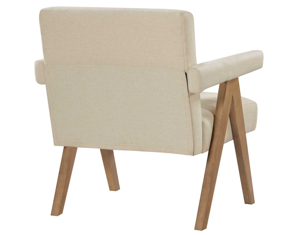 Helen Cream Fabric with Light Chestnut Wood Finish Accent Chair by Steve Silver at Eve Furniture