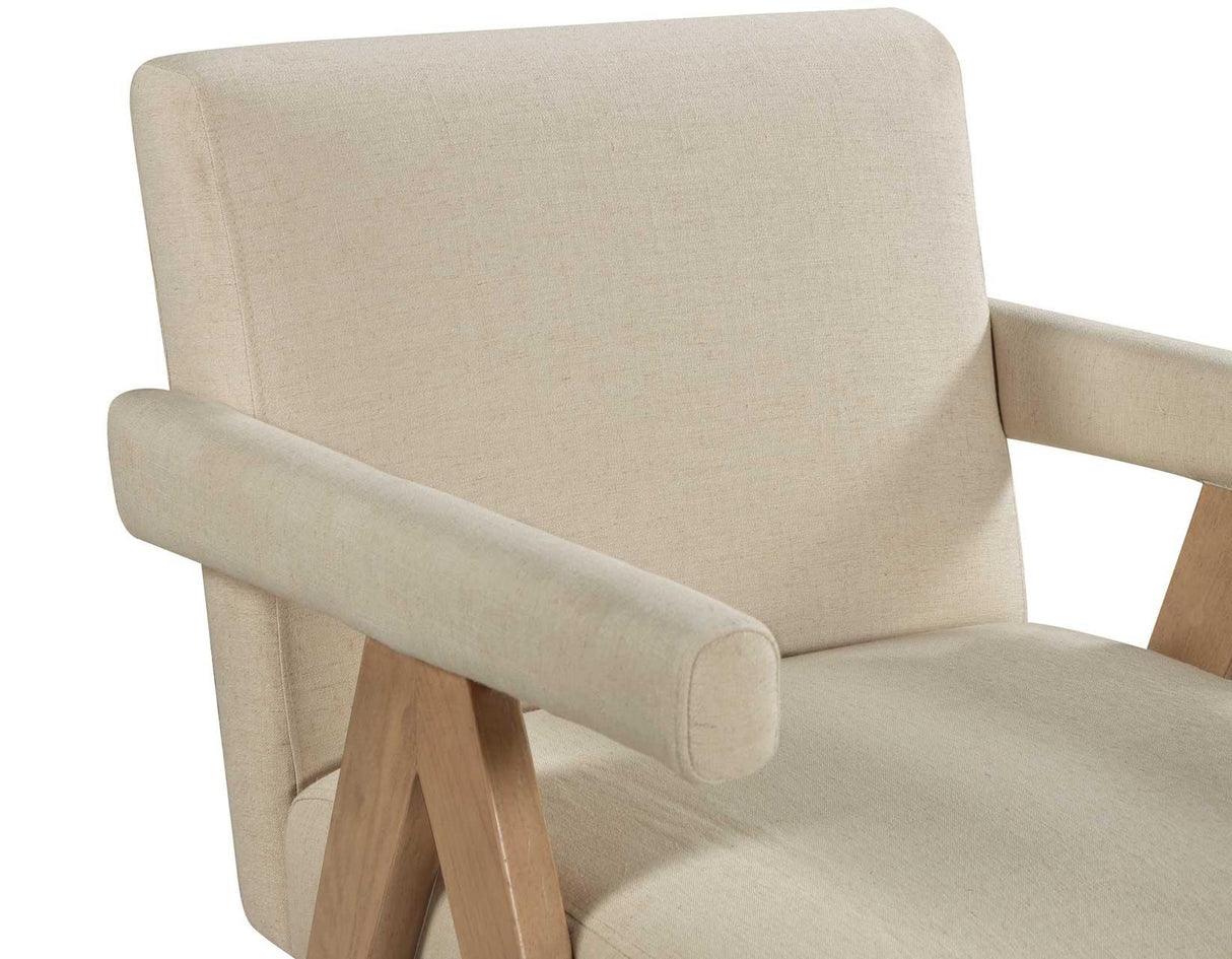 Helen Cream Fabric with Light Chestnut Wood Finish Accent Chair by Steve Silver at Eve Furniture