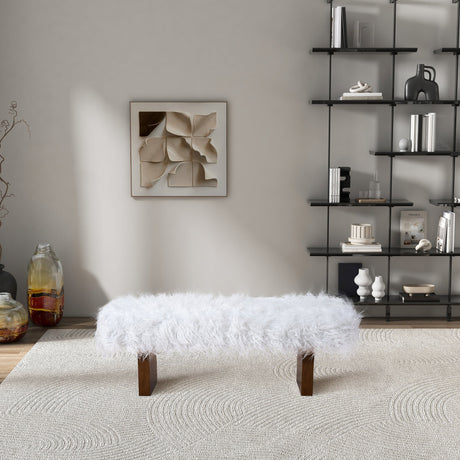 Henley Bench in White Khaki Fur by Ashcroft Imports at Eve Furniture
