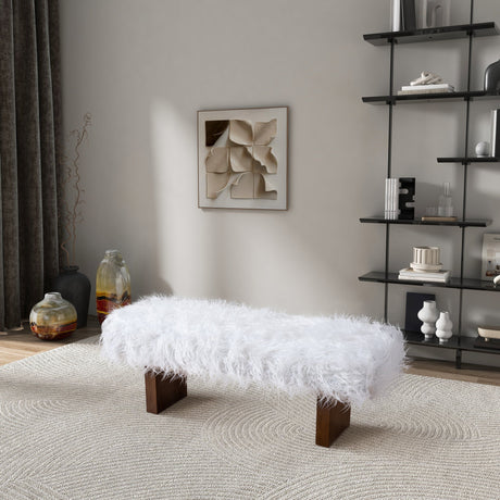 Henley Bench in White Khaki Fur by Ashcroft Imports at Eve Furniture