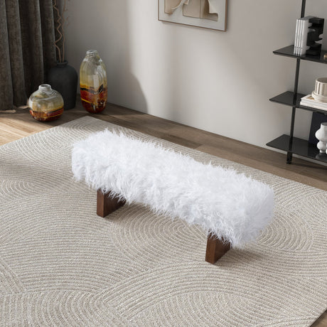 Henley Bench in White Khaki Fur by Ashcroft Imports at Eve Furniture