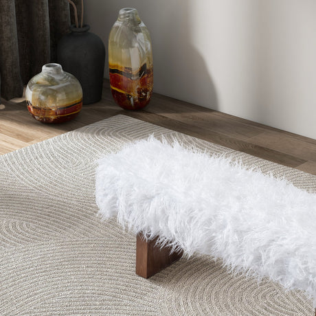 Henley Bench in White Khaki Fur by Ashcroft Imports at Eve Furniture