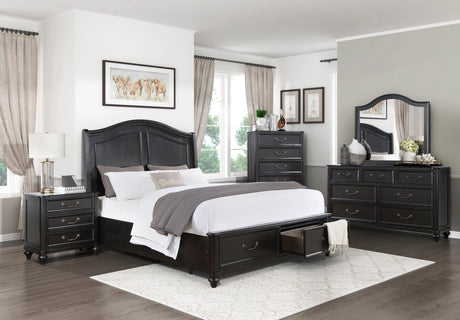 Herman Charcoal Brown King Platform Bed with Footboard Storage by Homelegance at Eve Furniture