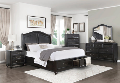 Herman Charcoal Brown Queen Platform Bed with Footboard Storage by Homelegance at Eve Furniture