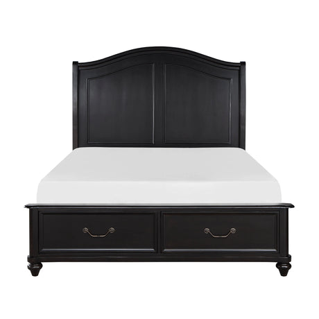 Herman Charcoal Brown Queen Platform Bed with Footboard Storage by Homelegance at Eve Furniture