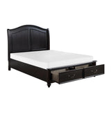 Herman Charcoal Brown Queen Platform Bed with Footboard Storage by Homelegance at Eve Furniture