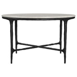 Hermas White Round Genuine Marble Top Metal Coffee Table by Coaster at Eve Furniture