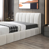 Hilar White Boucle Platform Bed Queen Size by Ashcroft Furniture at Eve Furniture