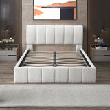 Hilar White Boucle Platform Bed Queen Size by Ashcroft Furniture at Eve Furniture