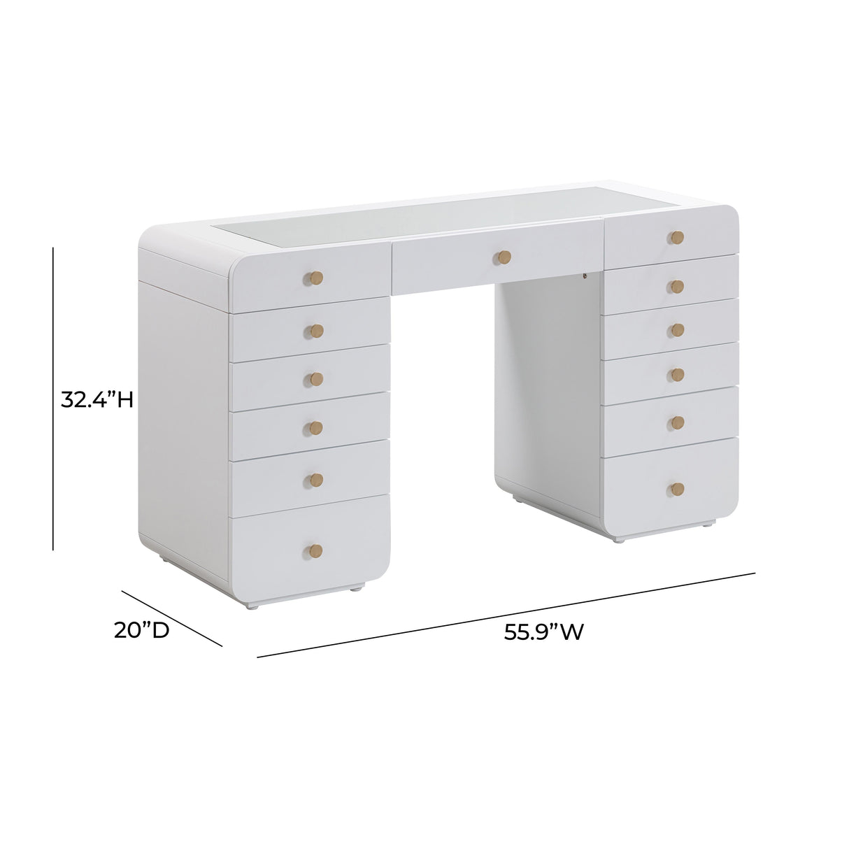 Hollywood White Vanity Desk by TOV Furniture at Eve Furniture